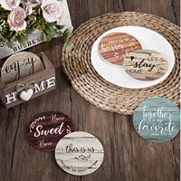 Sous-verres en bois mélangés en gros à prix abordable pour boissons, lot de 6 pièces, style rustique campagnard, rond, pour la décoration intérieure
