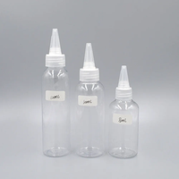 Flacon compte-gouttes transparent en PET avec bouchon à bec verseur pour huile capillaire, disponible en 50ml, 100ml, 150ml, 200ml, 250ml, 500ml