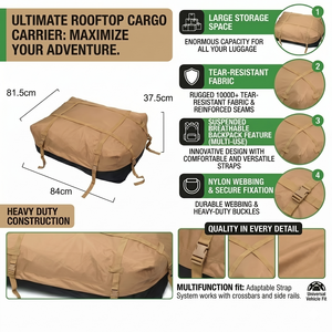 Precio asequible Multifunción Pies Heavy Duty Rooftop Bolsa de almacenamiento de equipaje Cargo Carrier Car Roof Storage Cargo Bag - Product Image 1