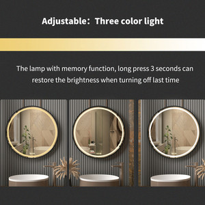 Décoration murale miroir Led rond noir avec lumière, 3 lumières, miroir de salle de bain avec corde suspendue - Product Image 6