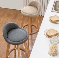 Tabourets de comptoir de cuisine en bois massif classique rustique nordique à dossier bas, chaise de bar pivotante, repose-pieds
