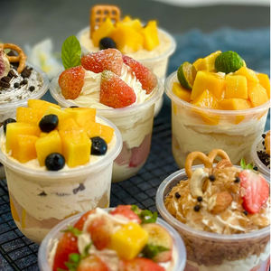 <span class=keywords><strong>Gobelet</strong></span> en <span class=keywords><strong>plastique</strong></span> en forme de U de 12 oz avec couvercle dôme et compartiment à collation, personnalisable avec logo, écologique et recyclable, pour crème glacée, pudding, yaourt et bingsu. - Product Image 6