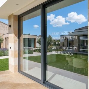 Puerta Corredera de Vidrio para Patio, de Aluminio con Rotura de Puente Térmico, Certificada por NFRC, Estándar Americano, Moderna, Doble, para Hotel o Jardín, Marca DEEZON - Product Image 1