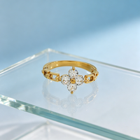 Montres et bagues pour femmes en acier inoxydable plaqué or 18 carats, motif trèfle porte-bonheur, zircon, luxe moderne
