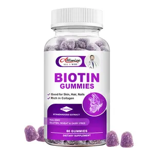OEM 60pc biotina gommoso integratore alimentare vegano che promuove la crescita e l'assistenza sanitaria delle unghie della pelle dei capelli