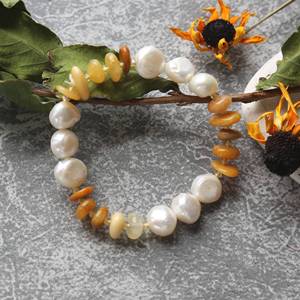 Pulsera Elástica con Cuentas <span class=keywords><strong>para</strong></span> Mujer en Piedra Preciosa y Perla Pulsera Elástica de Piedras Auténticas y Perlas Cultivadas al por Mayor - Product Image 6