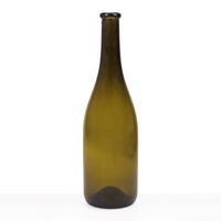 Vente en gros de vin rouge écologique de 750 ml pour bouteille en verre givré vert foncé, vin de Bourgogne avec bouchon