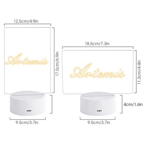 Tableau de notes <span class=keywords><strong>7</strong></span> couleurs veilleuse USB et AAA batterie puissance tableau d'affichage réinscriptible lampe de nuit stylo décor lampe de bureau cadeau pour les enfants - Product Image 6