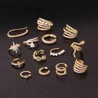 Diseño Moderno Chapado en Oro para Oreja sin Perforar, Brazalete de Cartílago sin Perforación, Pendiente de Oreja con Circonita Cúbica, Joyería para Mujer