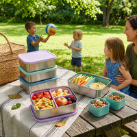 Maßgefertigte Auslaufsichere Edelstahl Bento-Lunchbox Lebensmittelbehälter mit Abnehmbaren Silikon-Trennwänden Bento-Box