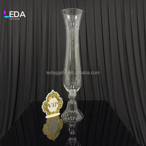 Vase à fleurs transparent en verre de luxe LEDA, 3 pieds de haut, centre de table, décoration de mariage, support à fleurs, décoration pour événements et fêtes - Product Image 6