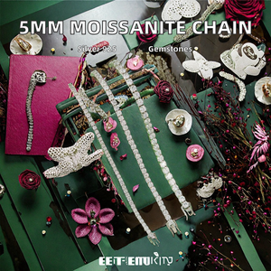 Wholesale 5mm Wide Moissanite Tennis Chain <b>Gold</b> <b>Plated</b> 925 Sterling Silver Classic Unisex Bracelet - Product Image 3