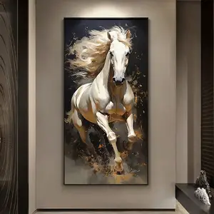 Caballo corriendo porche lienzo pintura cristal porcelana pintura caballo sala de estar murales moderno lujo pasillo colgante imagen