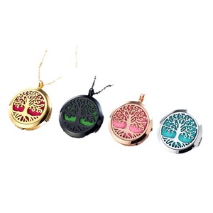 Essential Oil Diffuser Necklace | 18K PVD Gold Plated Stainless Steel | Tree of Life Aroma Diffuser Aromatherapy <b>Locket</b> Pendant - Product Image 5