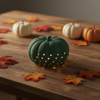 Lampe de table citrouille d'Halloween en céramique de marque C&S, 3500K, LED chaude, IRC 80, AC 220V, pour décoration intérieure et veilleuse