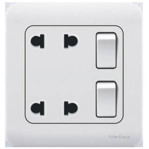 Prise murale britannique à trois trous pour salon et chambre, panneau de prise à double interrupteur en matériau PC - Product Image 6