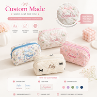 Mini sac à main en coton floral personnalisé, petite trousse de toilette portable avec fermeture éclair pour rouge à lèvres et écouteurs