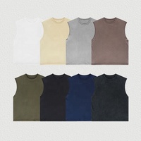 Nouveau design d'usine chinoise : Débardeur pour homme 100% coton, coupe oversize, ourlet brut, tricoté, style streetwear, effet vintage délavé, personnalisable