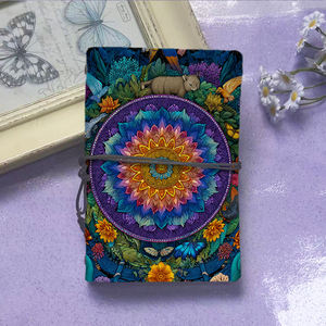 Carnet de notes A6 fait à la main de style vintage 80 feuilles pour les professionnels avec <span class=keywords><strong>Mandala</strong></span> <span class=keywords><strong>chat</strong></span> oiseaux papillons Flowe - Product Image 2