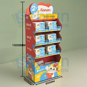 Estante de exhibición apilable de cartón corrugado plegable minorista de supermercado con color personalizable para uso en tienda y promoción - Product Image 1