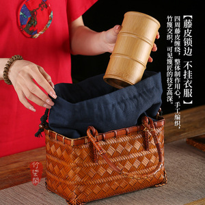 Chinese Style Handmade Bamboo Woven Bag With Tassel Regular Shape 3L Above Canvas Lining Women's Storage Bag - Product Image 4