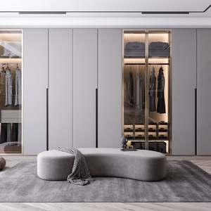 Diseño moderno dormitorio walk in closet gabinetes armario personalizado conjunto muebles de dormitorio puertas correderas armarios con espejo - Product Image 4