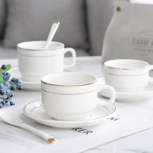 Set di Tazze da Caffè in <span class=keywords><strong>Stile</strong></span> Nordico con Bordo Dorato e Cucchiaino Personalizzabile per Uso Alberghiero per Caffè e Tè al Latte - Product Image 2