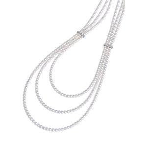 Collar de Perlas de Lujo de Tres Capas para Mujer, Plata de Ley S925, Perlas Naturales de Agua Dulce de 3-4 mm, Regalo de Boda HENG YUET - Product Image 1