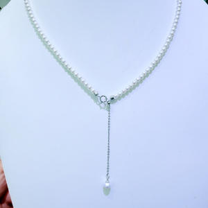 Collar de Perlas de Agua Dulce Naturales de 4-5 mm, Redondas, Impecables, con Cadena de Plata Pura y Cierre Ajustable, Dos Estilos Disponibles - Product Image 2