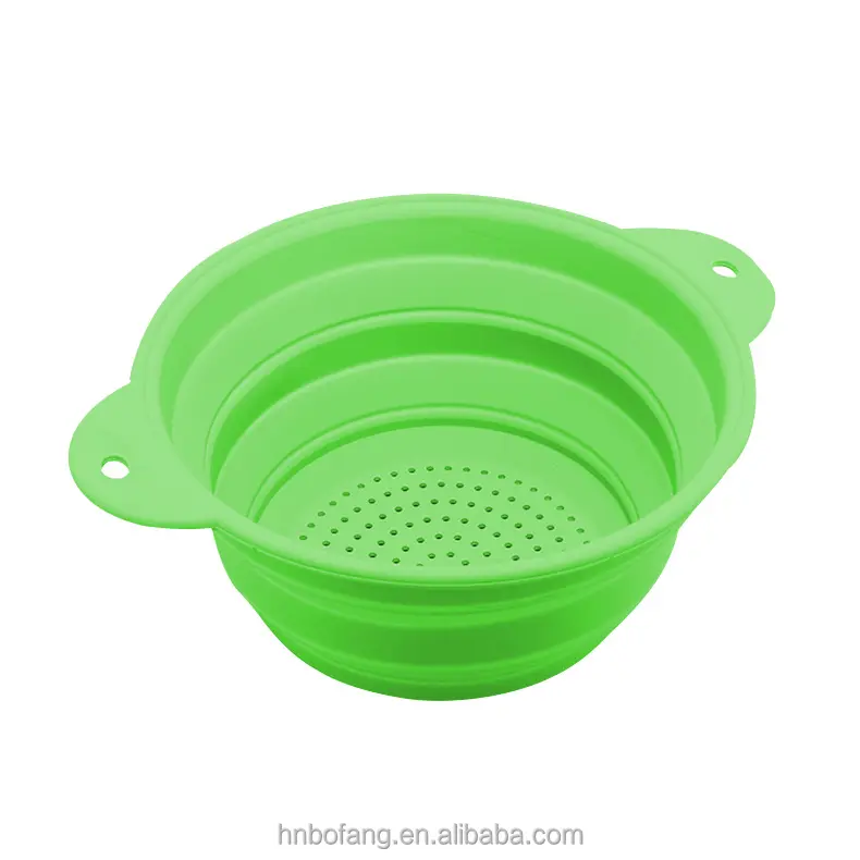 Collapsible Food Grade Food Strainer in kitchen or outdoor camping foldable fruit basket Silicone Sieve Colander