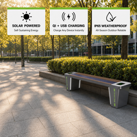 Banc solaire intelligent avec point d'accès Wi-Fi, siège extérieur, chargement USB, acier inoxydable, résistant à l'eau, pour centres commerciaux et écoles, OEM personnalisé, vente en gros
