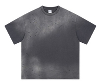 Camiseta de manga corta de gran tamaño 275GSM de alta calidad con logotipo personalizado de tela de algodón ropa de calle cuello redondo para hombre lavado ácido