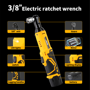 Llave de trinquete eléctrica inalámbrica JAVN de 12V, 45NM, 33Ft.lbs, 3/8 '', tornillo de extracción de ángulo recto, tuerca, herramientas de reparación de automóviles DIY, OEM - Product Image 2
