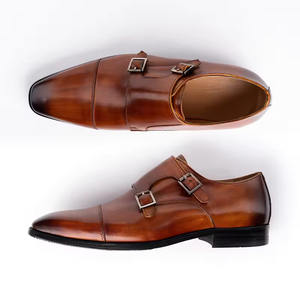 Chaussures Munk à double boucle première couche en cuir de vachette chaussures d'affaires décontractées en cuir pour hommes - Product Image 6