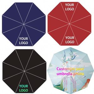 Promotional Classic Folding Umbrella Custom Logo Fully-Automatic Opening Fiberglass <b>Frame</b> Windproof Design Business Gifts 190T - Product Image 4
