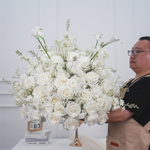 Modern Forest Design 70cm White Floral Artificial Silk <b>Flower</b> Ball for Wedding table centerpiece Decoration - Product Image 1