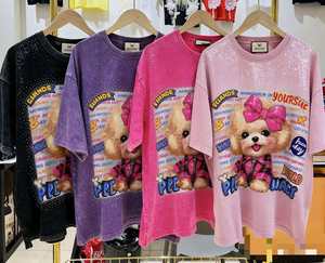 T-shirts pour femmes surdimensionnés à motif dessin animé, personnalisés par le fabricant, nouvelle collection, vente en gros, avec strass - Product Image 6