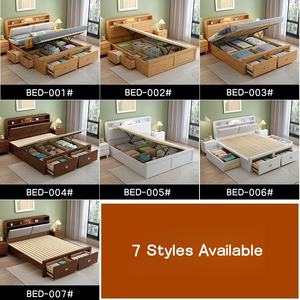 Letto Singolo o Matrimoniale in Stile Nordico 1,8m Colore Legno Naturale 1,35m Letto in Legno Massello <span class=keywords><strong>con</strong></span> Contenitore Cassetto Alto 1,2m - Product Image 5