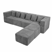 Canapé-lit sectionnel convertible multiplace en forme de L, en tissu moderne avec rembourrage en mousse, pour salon d'appartement, vente en gros usine