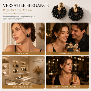 Boucles d'oreilles créoles bohèmes vintage faites à la main en gros, perles colorées en cristal avec accents dorés pour femmes - Product Image 4