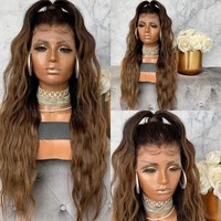 Perruques brésiliennes vierges en cheveux humains, ondulées, couleur miel brun, avec fermeture frontale en dentelle 13x4, pré-épilées, sans colle