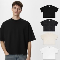 T-shirt graphique essentiel pour homme, manches courtes, col rond, 100 % coton, coupe ample et carrée, grammage lourd, logo personnalisé, vêtements de sport en gros