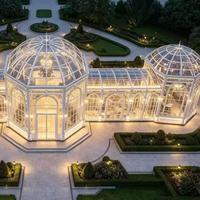 Serre de jardin préfabriquée moderne en verre avec structure en aluminium et verre double trempé Low-E, toit à pignon écologique