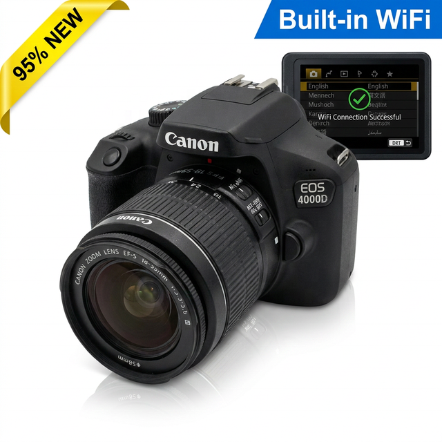 WiFi Hero Used Canons 4000D Rebel T100 DSLR 18-55mm Kit 18.0MP Full HD Modern Body Premium Refurbished Wholesale Resale Ready