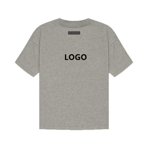 Meilleures ventes : Ensemble de t-shirts pour hommes en coton épais, essentiels, coupe oversize, avec impression de lettres floquées 'fear of god', couleur Avoine - Product Image 3