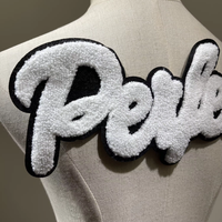 Parches de letras de chenilla para ropa con diseño de logotipo grande, muestra personalizada gratuita de fábrica certificada