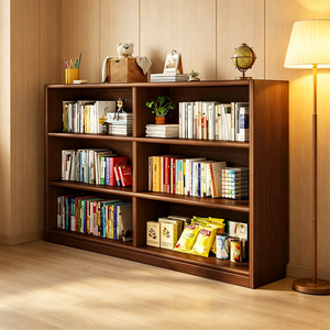 <b>Solid</b> <b>Wood</b> Modern Minimalist <b>Bookcase</b> Storage Cabinet All-in-one Floor-standing Lattice Design Home Office Bedroom Living Home - Product Image 1