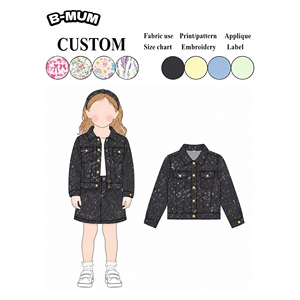 Fournisseur de vêtements pour enfants, veste <span class=keywords><strong>en</strong></span> <span class=keywords><strong>jean</strong></span> pour filles, coupe-vent, respirante, à motifs floraux, pour l'automne, vêtements décontractés pour tous les jours, service OEM - Product Image 2