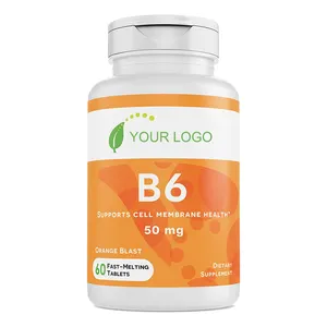 Tablet Vitamin B6 bebas gula, tersertifikasi GMP untuk fungsi saraf & otot relaksasi energi Homocysteine Kesehatan