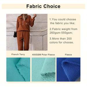 ชุดวอร์มสองชิ้นสำหรับผู้หญิงชุดวอร์มสองชิ้นกระเป๋าวาฟเฟิลแบบรูดซิปแนวสตรีทสไตล์หรูโอเวอร์ไซส์ออกแบบได้ตามต้องการ - Product Image 2